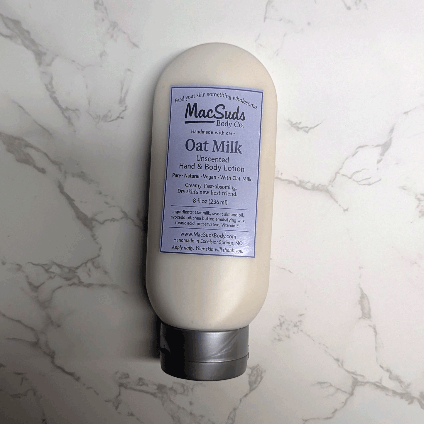 Fragrance-Free Oat Milk Hand and Body Lotion | Gentle Unscented Moisturizer for Sensitive Skin | Handmade Skincare