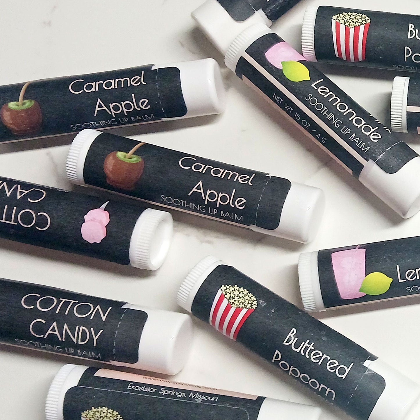 Natural Lip Balms, Carnival Scented, easy glide Natural Chapstick