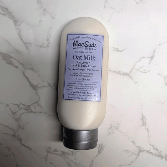 Fragrance Free Oat Milk Lotion: Handmade Sensitive Skin Moisturizer